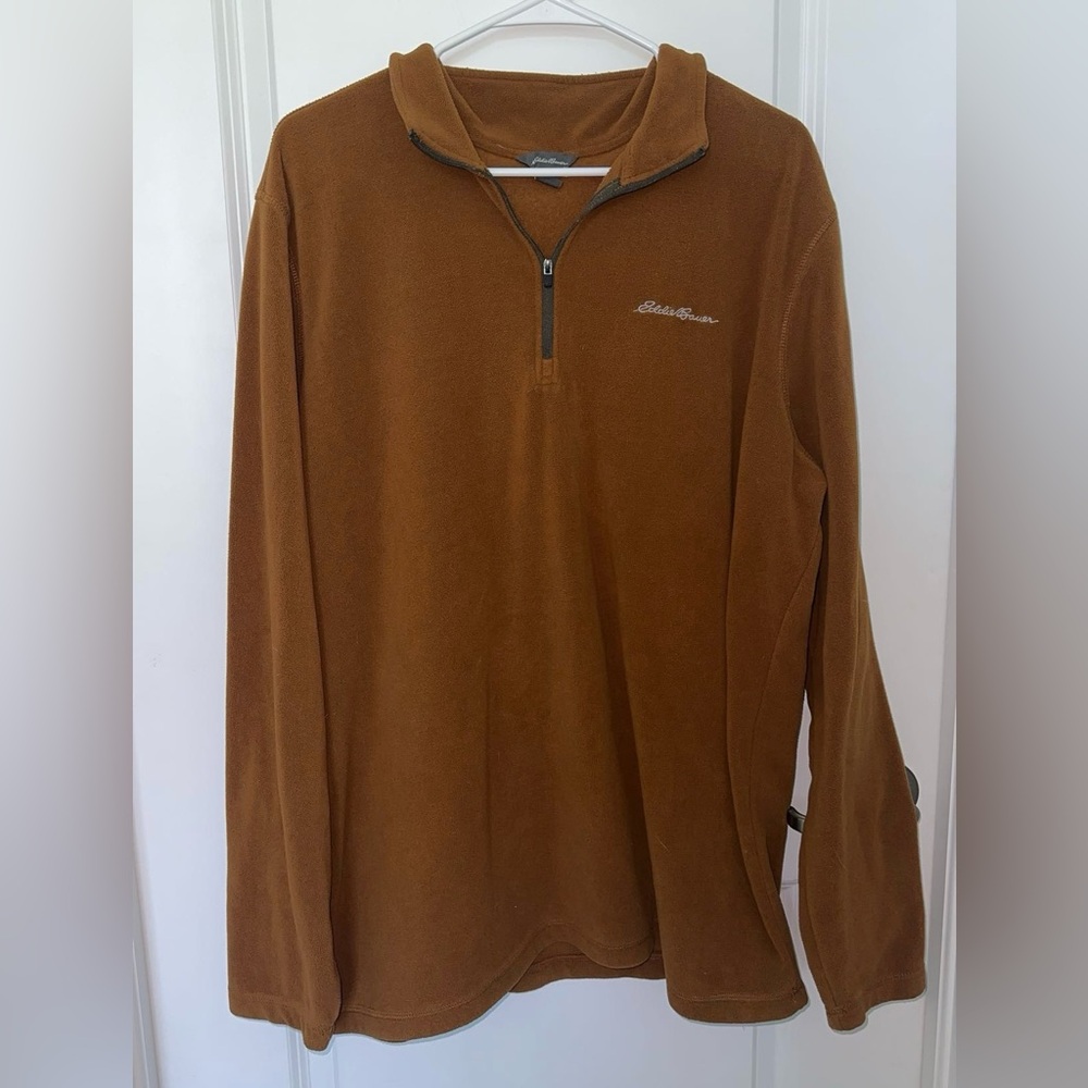 Eddie Bauer Men's Sz TXL Brown Fleece Pullover Sweater